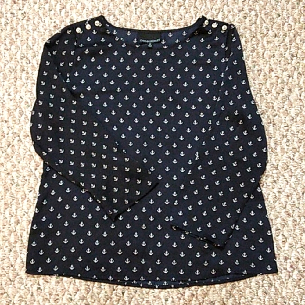 Cynthia Rowley satin anchor blouse